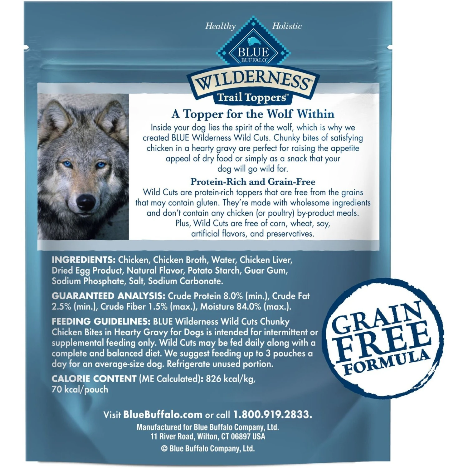Blue Buffalo Wilderness Trail Toppers Wild Cuts Chunky Chicken Bites In Hearty Gravy Grain-Free Dog Food Topper 4 Blue Buffalo Wilderness Trail Toppers Wild Cuts Chunky Chicken Bites In Hearty Gravy Grain-Free Dog Food Topper - Image 2