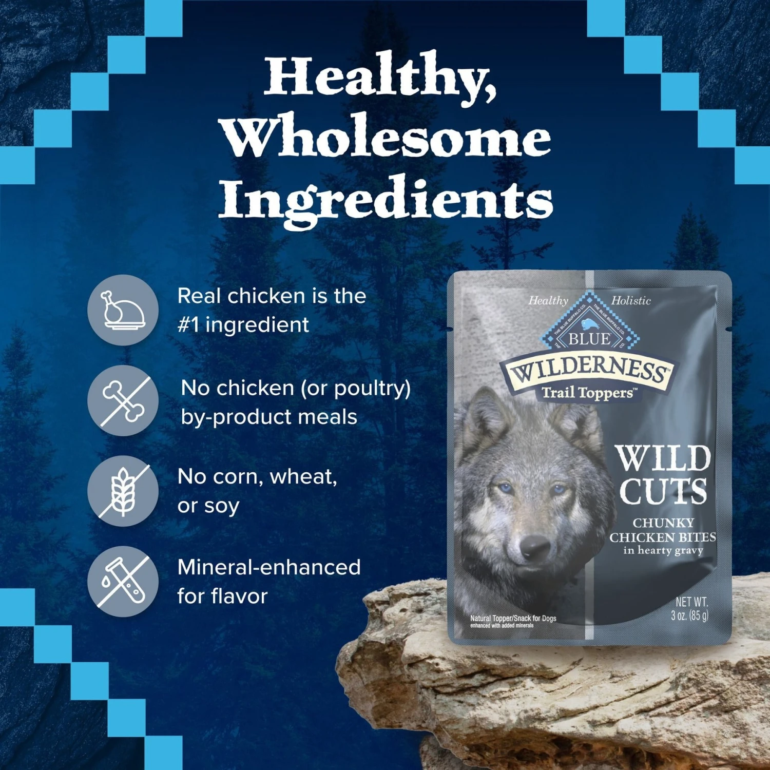 Blue Buffalo Wilderness Trail Toppers Wild Cuts Chunky Chicken Bites In Hearty Gravy Grain-Free Dog Food Topper 8 Blue Buffalo Wilderness Trail Toppers Wild Cuts Chunky Chicken Bites In Hearty Gravy Grain-Free Dog Food Topper - Image 6