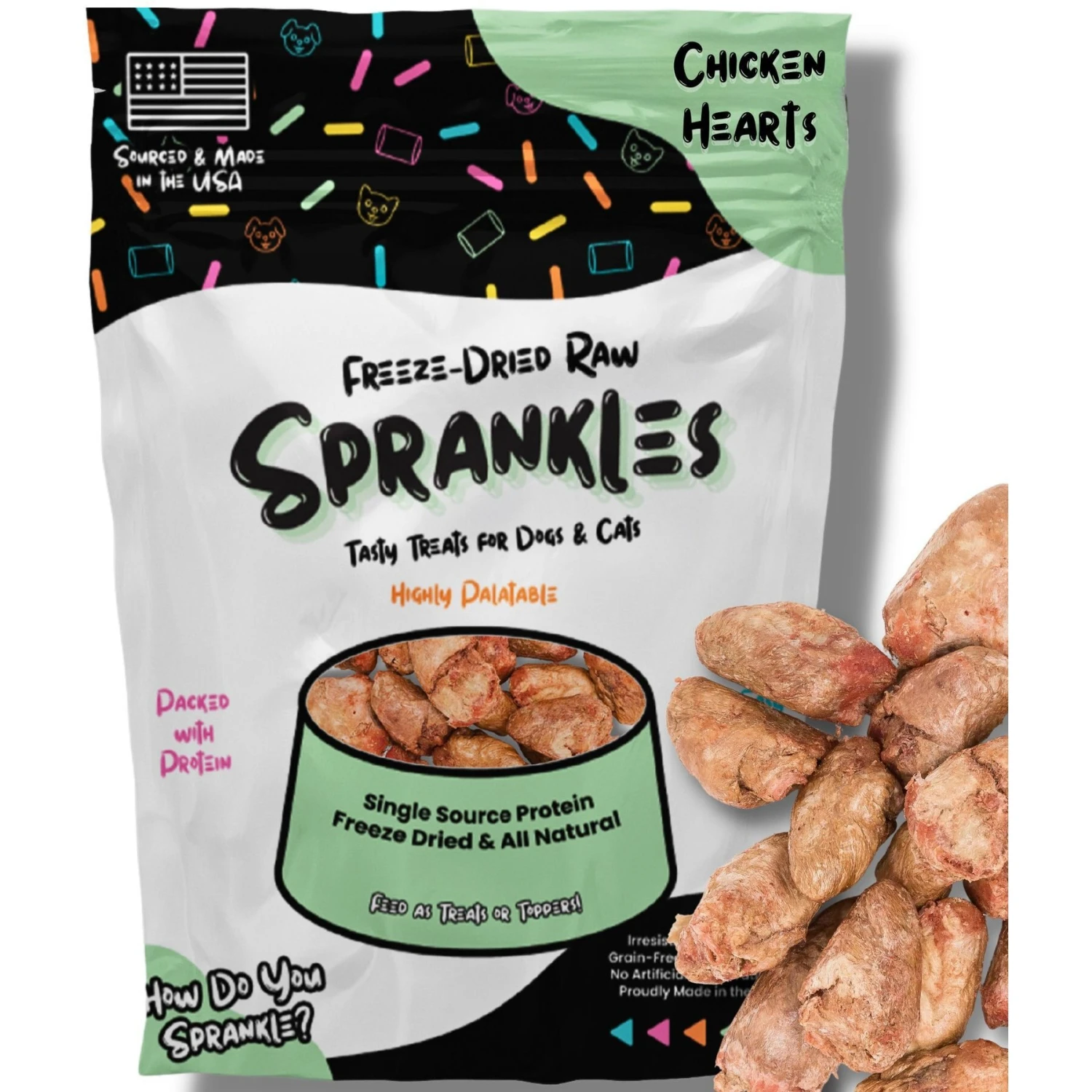Sprankles Chicken Hearts Grain-Free Freeze-Dried Dog Treats 3 Sprankles Chicken Hearts Grain-Free Freeze-Dried Dog Treats