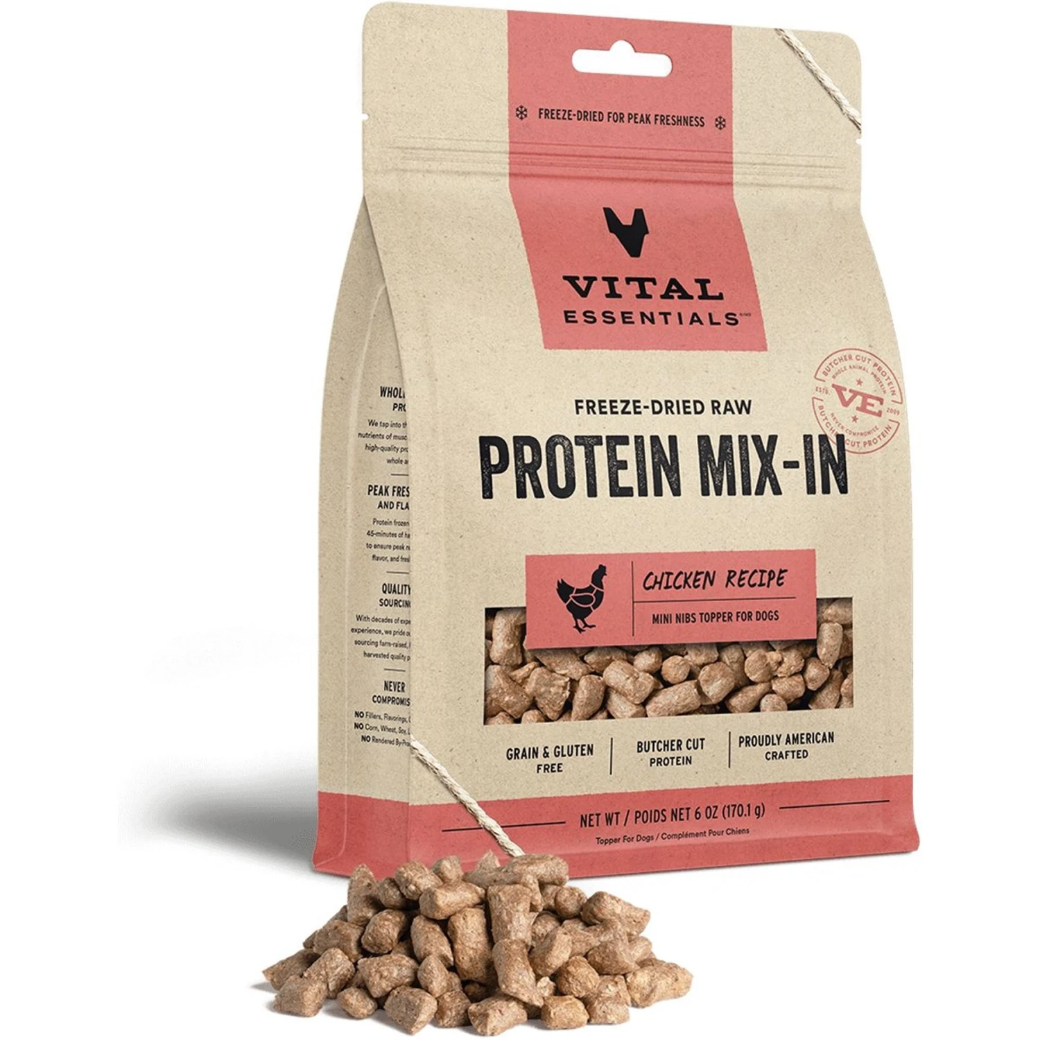 Vital Essentials Protein Mix-In Chicken Recipe Mini Nibs Grain-Free Freeze-Dried Raw Dog Food Topper 3 Vital Essentials Protein Mix-In Chicken Recipe Mini Nibs Grain-Free Freeze-Dried Raw Dog Food Topper