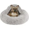 Friends Forever Luna Donut Faux Fur Cozy Cave Covered Dog Bed With Hooded Blanket -Blue Buffalo || ROYAL CANIN || Wellness Sales 851382 MAIN. AC SS1800 V1683835867