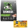 Iams Proactive Health Active Chicken & Turkey Recipe High Protein Adult Dry Dog Food & Pedigree Choice Cuts In Gravy Variety Pack Adult Wet Dog Food, 3.5-oz Pouch, Case Of 30