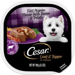 Cesar Loaf & Topper In Sauce Filet Mignon Flavor With Bacon & Potato Grain-Free Small Breed Adult Wet Dog Food Trays