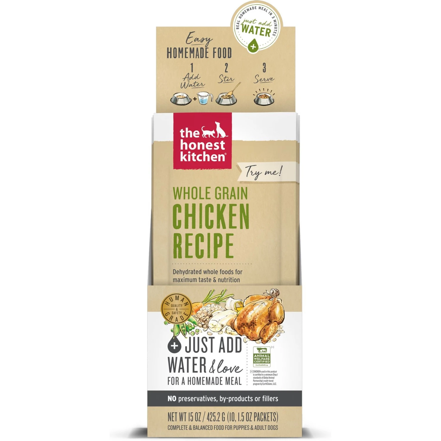 The Honest Kitchen Whole Grain Chicken Dehydrated Dog Food, 1.5-oz, 10 Count 3 The Honest Kitchen Whole Grain Chicken Dehydrated Dog Food, 1.5-oz, 10 Count