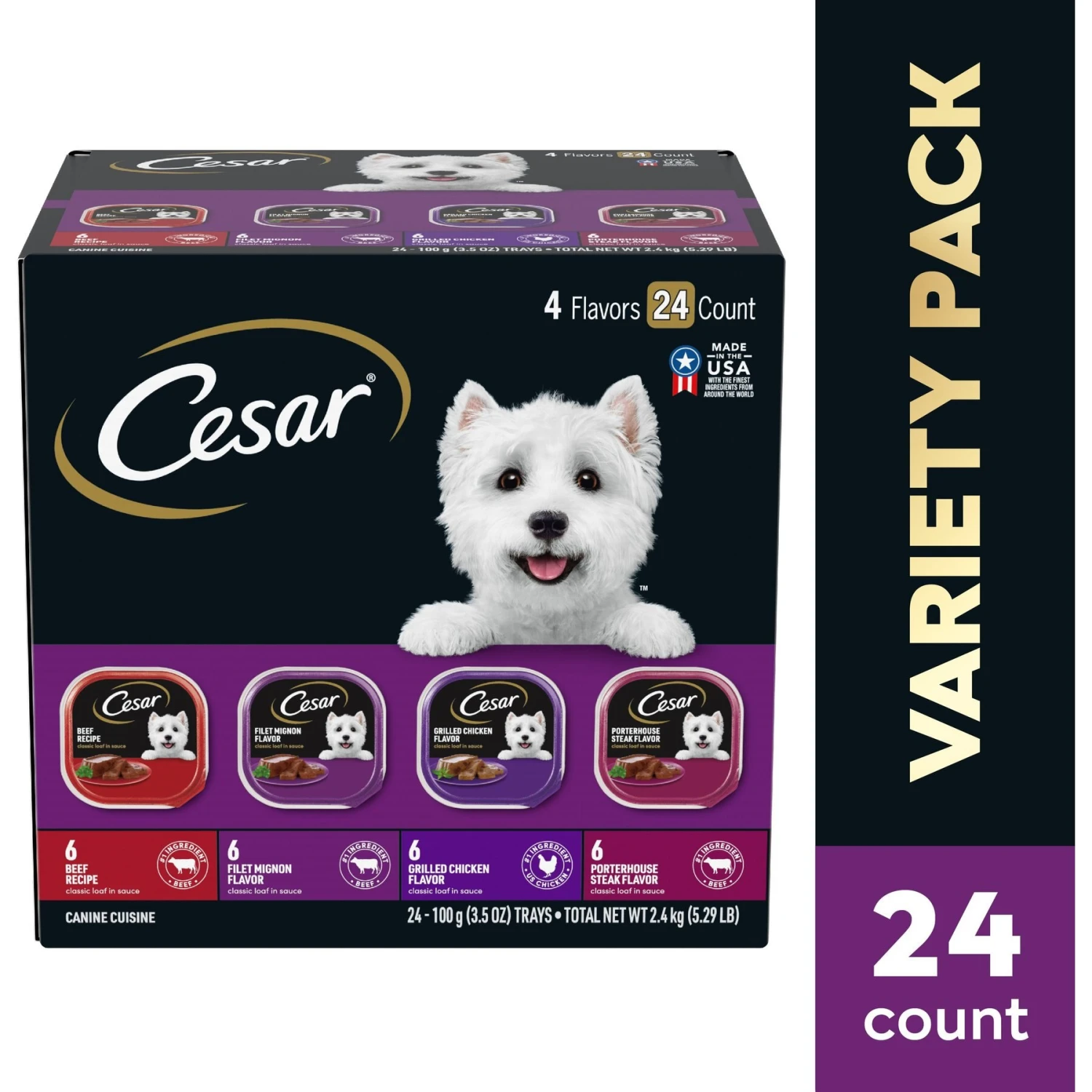 Cesar Classic Loaf In Sauce Beef Recipe, Filet Mignon, Grilled Chicken & Porterhouse Steak Flavors Variety Pack Grain-Free Small Breed Adult Wet Dog Food Trays 5 Cesar Classic Loaf In Sauce Beef Recipe, Filet Mignon, Grilled Chicken & Porterhouse Steak Flavors Variety Pack Grain-Free Small Breed Adult Wet Dog Food Trays - Image 3