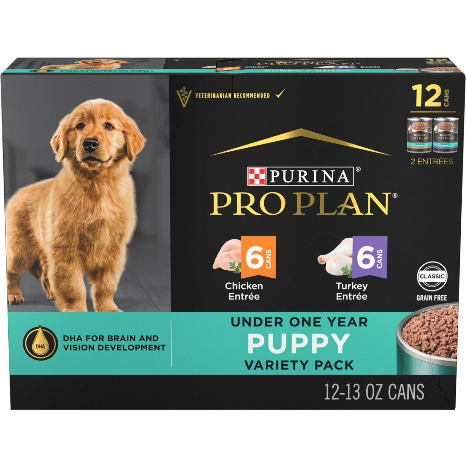 Purina Pro Plan Development Variety Pack Puppy Grain-Free Chicken Entree & Turkey Entree Wet Dog Food, 13-oz Can, Case Of 12 3 Purina Pro Plan Development Variety Pack Puppy Grain-Free Chicken Entree & Turkey Entree Wet Dog Food, 13-oz Can, Case Of 12