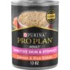 Purina Pro Plan Sensitive Skin & Stomach Wet Dog Food Pate Salmon & Rice Entree, 13-oz Can, Case Of 12