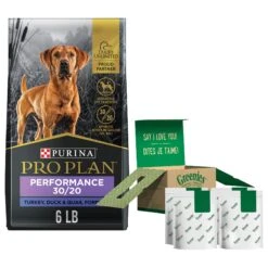 Purina Pro Plan Sport Performance All Life Stages High-Protein 30/20 Turkey, Duck & Quail Formula Dry Dog Food & Greenies Regular Dental Dog Treats