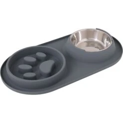 Pounce + Fetch Silicone Double Bowl Slow Feeder, 10-oz, Grey -Blue Buffalo || ROYAL CANIN || Wellness Sales 883294 PT3. AC SS1800 V1686246281