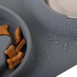 Pounce + Fetch Silicone Double Bowl Slow Feeder, 10-oz, Grey -Blue Buffalo || ROYAL CANIN || Wellness Sales 883294 PT5. AC SS1800 V1686250294