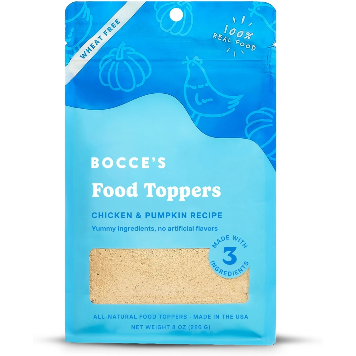 Bocce's Bakery Chicken & Pumpkin Wheat-Free Dog Food Topper, 8-oz Bag 3 Bocce's Bakery Chicken & Pumpkin Wheat-Free Dog Food Topper, 8-oz Bag