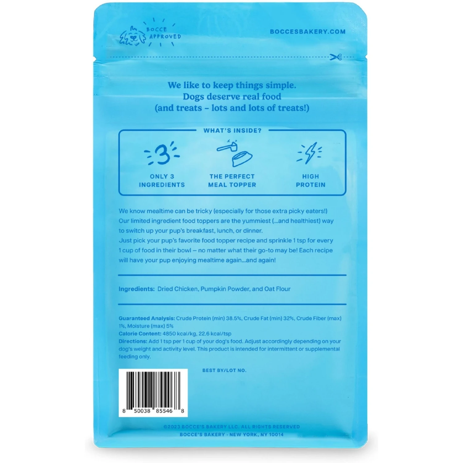 Bocce's Bakery Chicken & Pumpkin Wheat-Free Dog Food Topper, 8-oz Bag 4 Bocce's Bakery Chicken & Pumpkin Wheat-Free Dog Food Topper, 8-oz Bag - Image 2