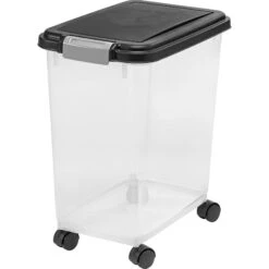 IRIS USA WeatherPro Airtight Dog, Cat, Bird & Small-Pet Food Storage Bin Container With Attachable Casters -Blue Buffalo || ROYAL CANIN || Wellness Sales 901870 PT7. AC SS1800 V1688391807