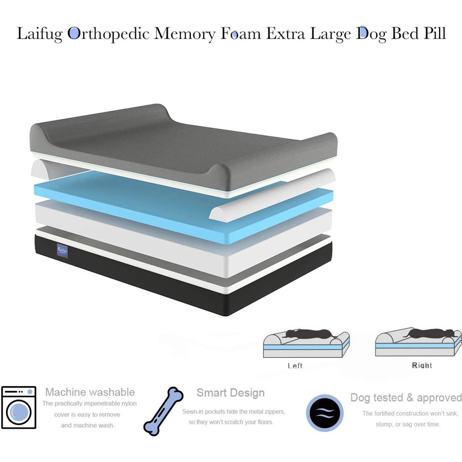 LaiFug Double Pillow Dog Bed 6 LaiFug Double Pillow Dog Bed - Image 4