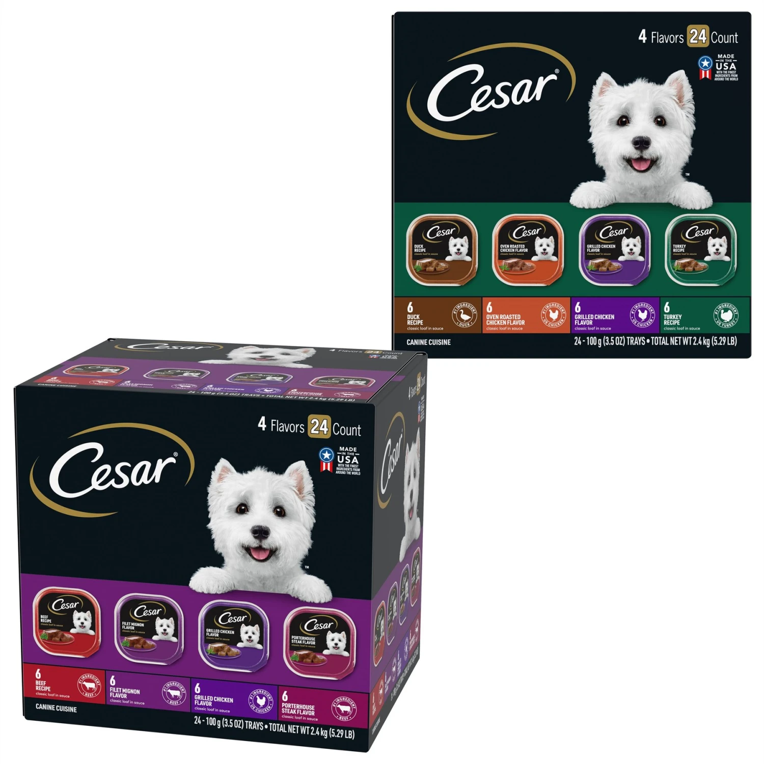 Cesar Classic Loaf In Sauce Beef Recipe, Filet Mignon, Grilled Chicken & Porterhouse Steak Flavors Variety Pack Grain-Free Small Breed Adult Wet Dog Food Trays & Cesar Poultry Variety Pack With Real Chicken, Turkey & Duck Grain-Free Small Breed Adult Wet Dog Food Trays 3 Cesar Classic Loaf In Sauce Beef Recipe, Filet Mignon, Grilled Chicken & Porterhouse Steak Flavors Variety Pack Grain-Free Small Breed Adult Wet Dog Food Trays & Cesar Poultry Variety Pack With Real Chicken, Turkey & Duck Grain-Free Small Breed Adult Wet Dog Food Trays