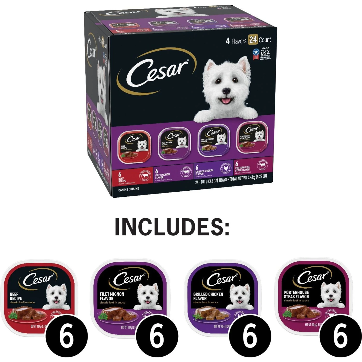 Cesar Classic Loaf In Sauce Beef Recipe, Filet Mignon, Grilled Chicken & Porterhouse Steak Flavors Variety Pack Grain-Free Small Breed Adult Wet Dog Food Trays & Cesar Poultry Variety Pack With Real Chicken, Turkey & Duck Grain-Free Small Breed Adult Wet Dog Food Trays 5 Cesar Classic Loaf In Sauce Beef Recipe, Filet Mignon, Grilled Chicken & Porterhouse Steak Flavors Variety Pack Grain-Free Small Breed Adult Wet Dog Food Trays & Cesar Poultry Variety Pack With Real Chicken, Turkey & Duck Grain-Free Small Breed Adult Wet Dog Food Trays - Image 3