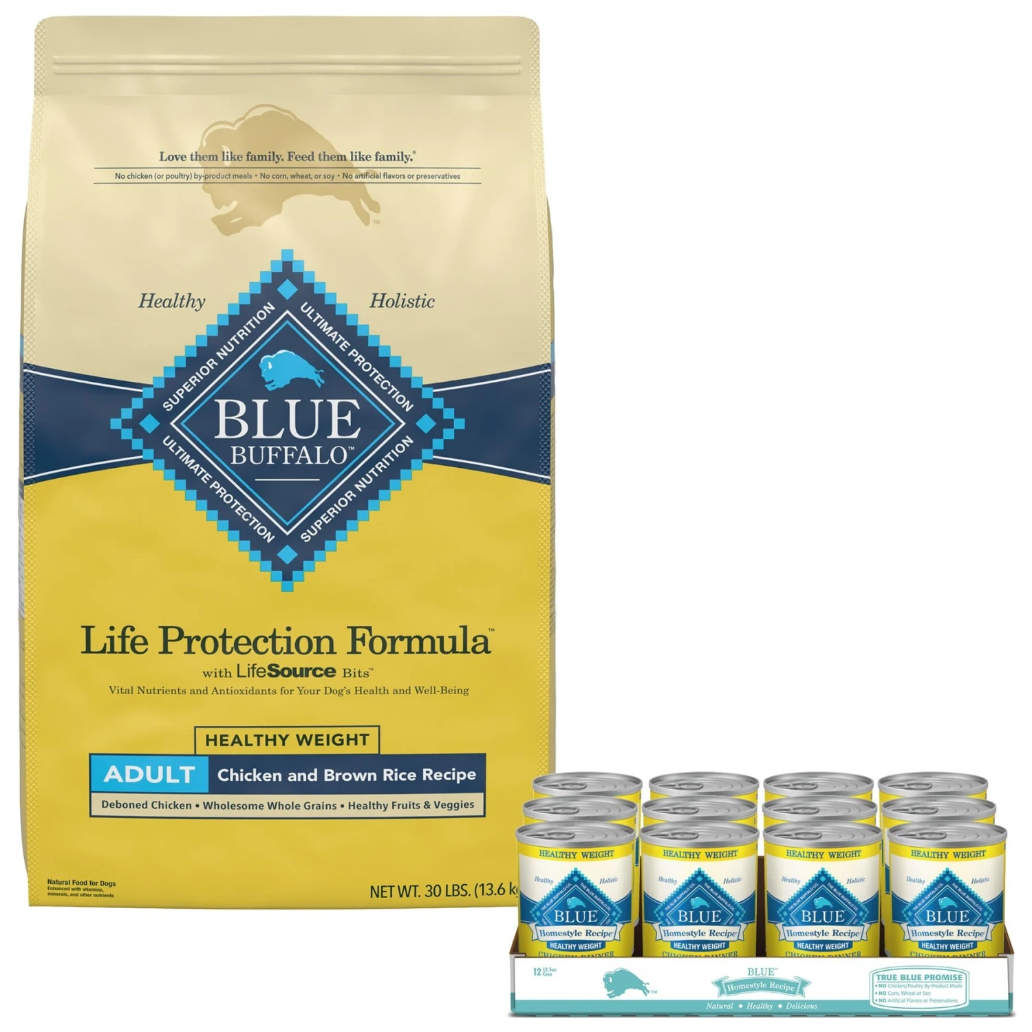 Blue Buffalo Life Protection Formula Healthy Weight Adult Chicken & Brown Rice Recipe Dry Dog Food & Blue Buffalo Homestyle Recipe Healthy Weight Chicken Dinner With Garden Vegetables & Brown Rice Canned Dog Food 3 Blue Buffalo Life Protection Formula Healthy Weight Adult Chicken & Brown Rice Recipe Dry Dog Food & Blue Buffalo Homestyle Recipe Healthy Weight Chicken Dinner With Garden Vegetables & Brown Rice Canned Dog Food