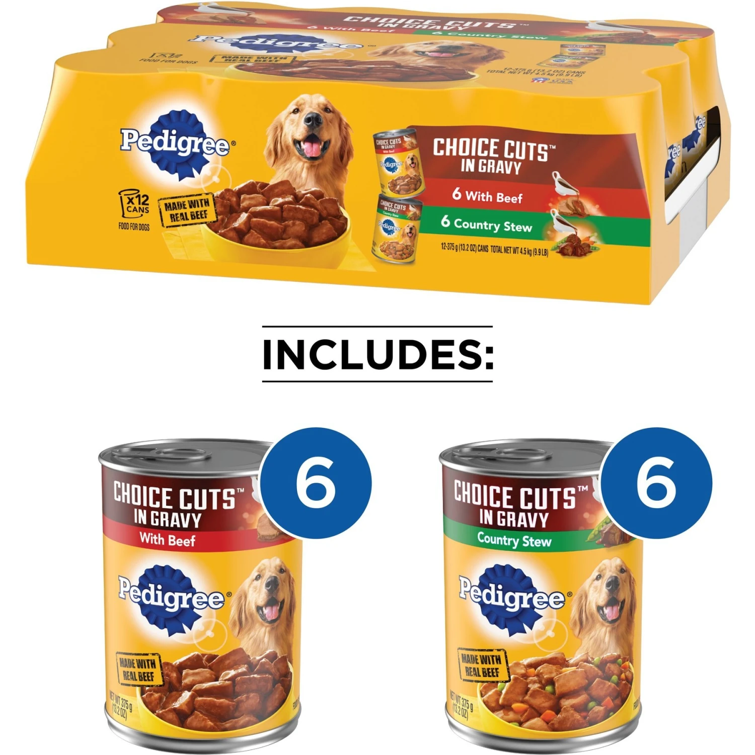 Pedigree Complete Nutrition Roasted Chicken, Rice & Vegetable Flavor Dog Kibble Adult Dry Dog Food & Pedigree Choice Cuts In Gravy Beef & Country Stew Adult Canned Wet Dog Food Variety Pack 10 Pedigree Complete Nutrition Roasted Chicken, Rice & Vegetable Flavor Dog Kibble Adult Dry Dog Food & Pedigree Choice Cuts In Gravy Beef & Country Stew Adult Canned Wet Dog Food Variety Pack - Image 8