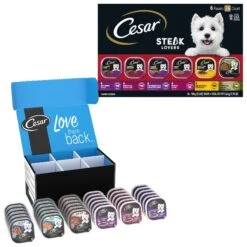 Cesar Home Delights & Classic Loaf In Sauce Variety Pack Small Breed Adult Wet Dog Food Trays & Cesar Steak Lovers Variety Pack Small Breed Adult Wet Dog Food Trays