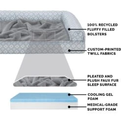 FurHaven Plush Fur & Diamond Print Nest-Top Cooling Gel Orthopedic Cat & Dog Bed With Removable Cover -Blue Buffalo || ROYAL CANIN || Wellness Sales 919942 PT5. AC SS1800 V1690909914