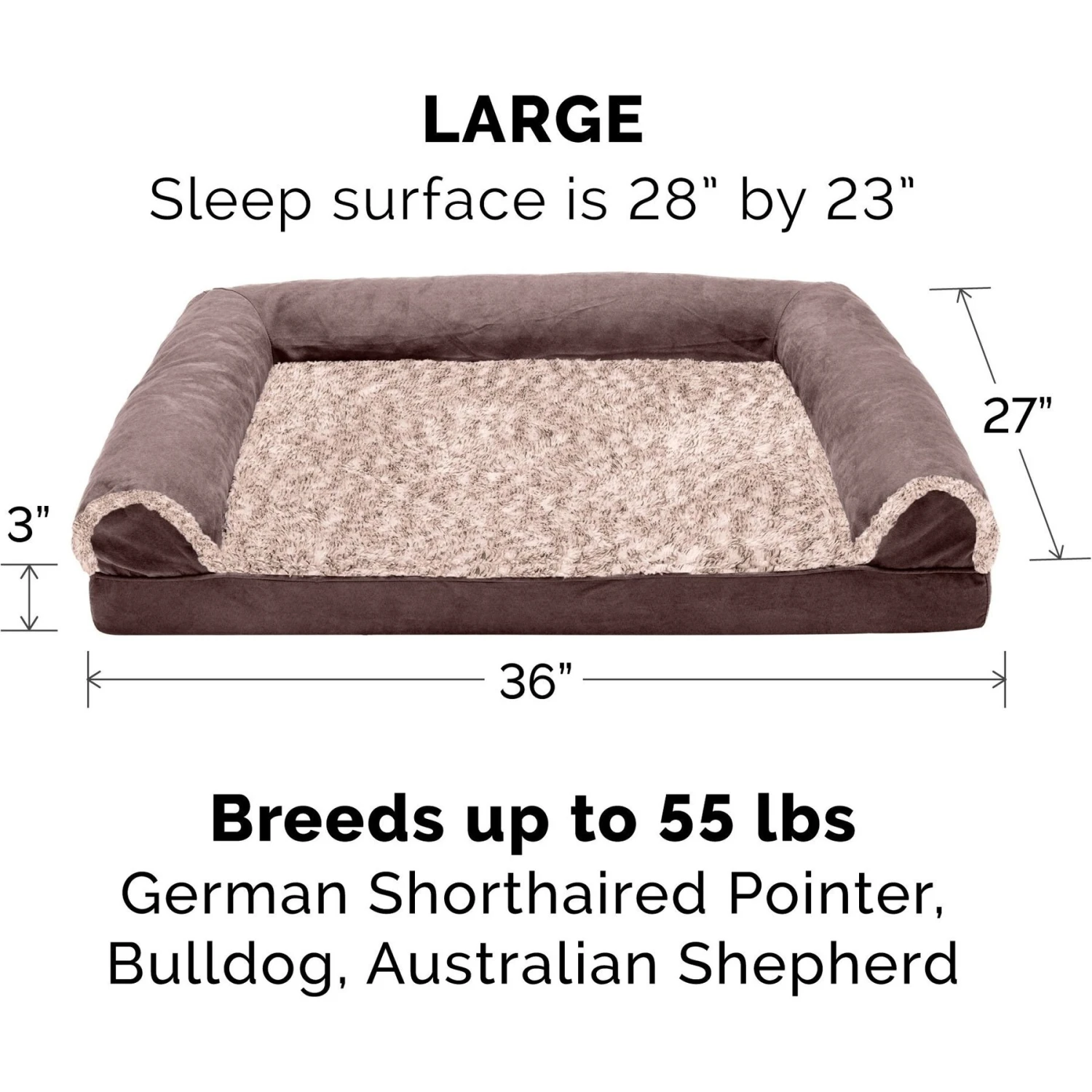 FurHaven Two-Tone Fur & Suede Orthopedic Cat & Dog Bed With Removable Cover 5 FurHaven Two-Tone Fur & Suede Orthopedic Cat & Dog Bed With Removable Cover - Image 3