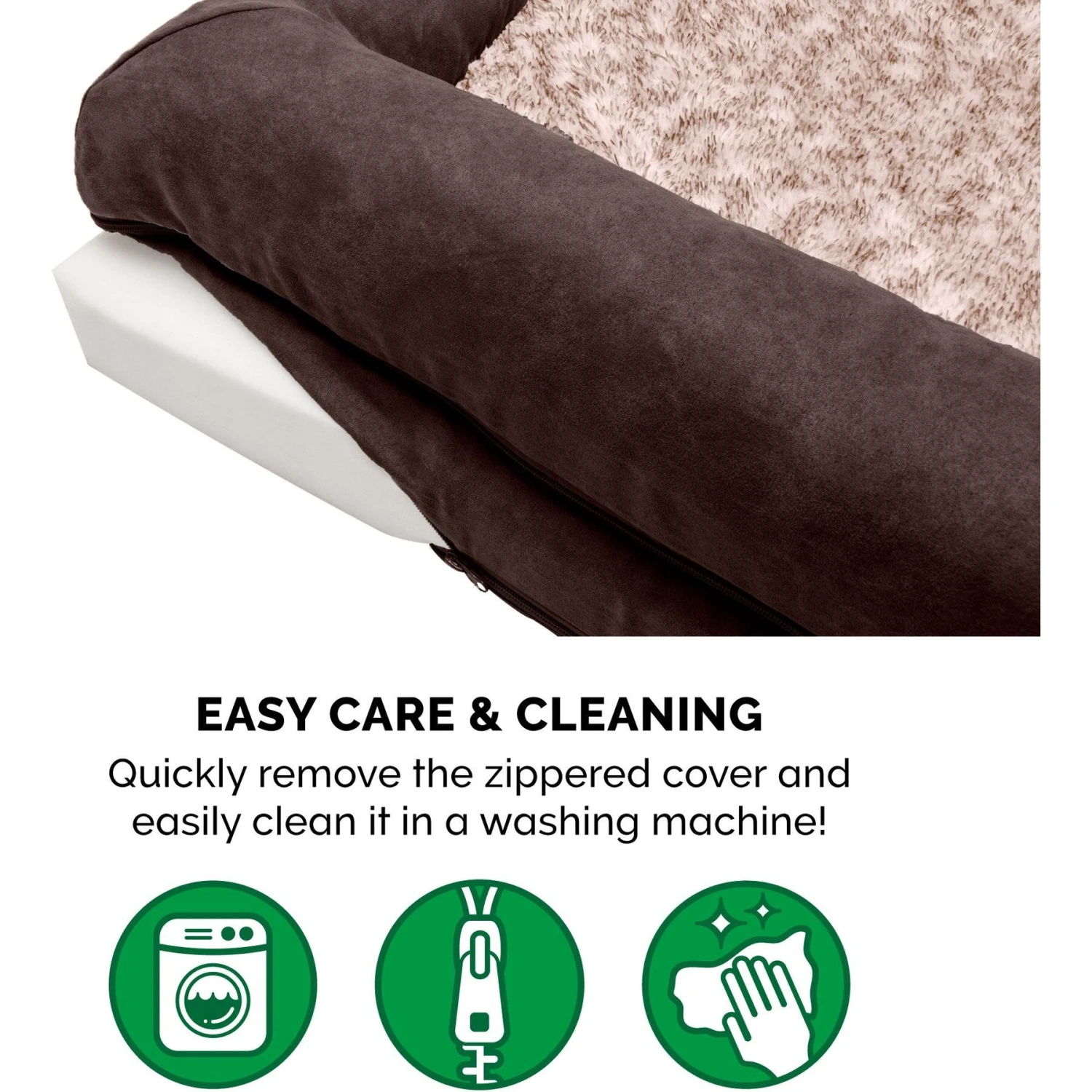 FurHaven Two-Tone Fur & Suede Orthopedic Cat & Dog Bed With Removable Cover 11 FurHaven Two-Tone Fur & Suede Orthopedic Cat & Dog Bed With Removable Cover - Image 9