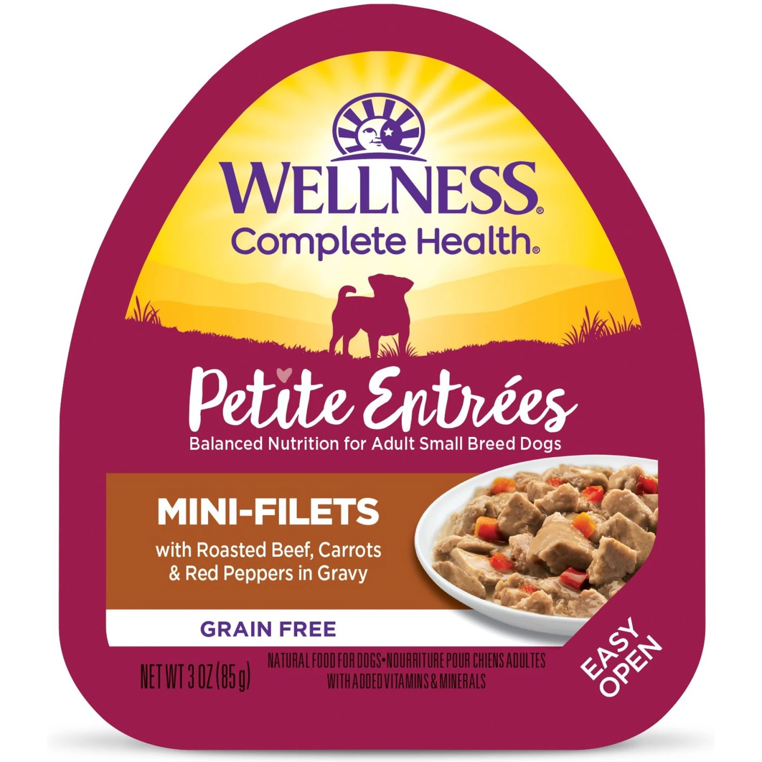 Wellness Petite Entrees Mini-Filets Beef In Gravy Small Breed Natural Wet Dog Food, 3-oz Cup, 12 Count 3 Wellness Petite Entrees Mini-Filets Beef In Gravy Small Breed Natural Wet Dog Food, 3-oz Cup, 12 Count