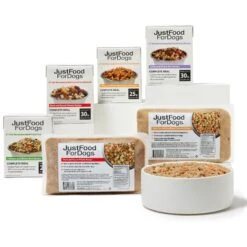 JustFoodForDogs Variety Pack Frozen Human-Grade Fresh Dog Food & JustFoodForDogs Pantry Fresh Human-Grade Non-GMO Variety Pack Fresh Dog Food, 12.5-oz Pouch, Case Of 8