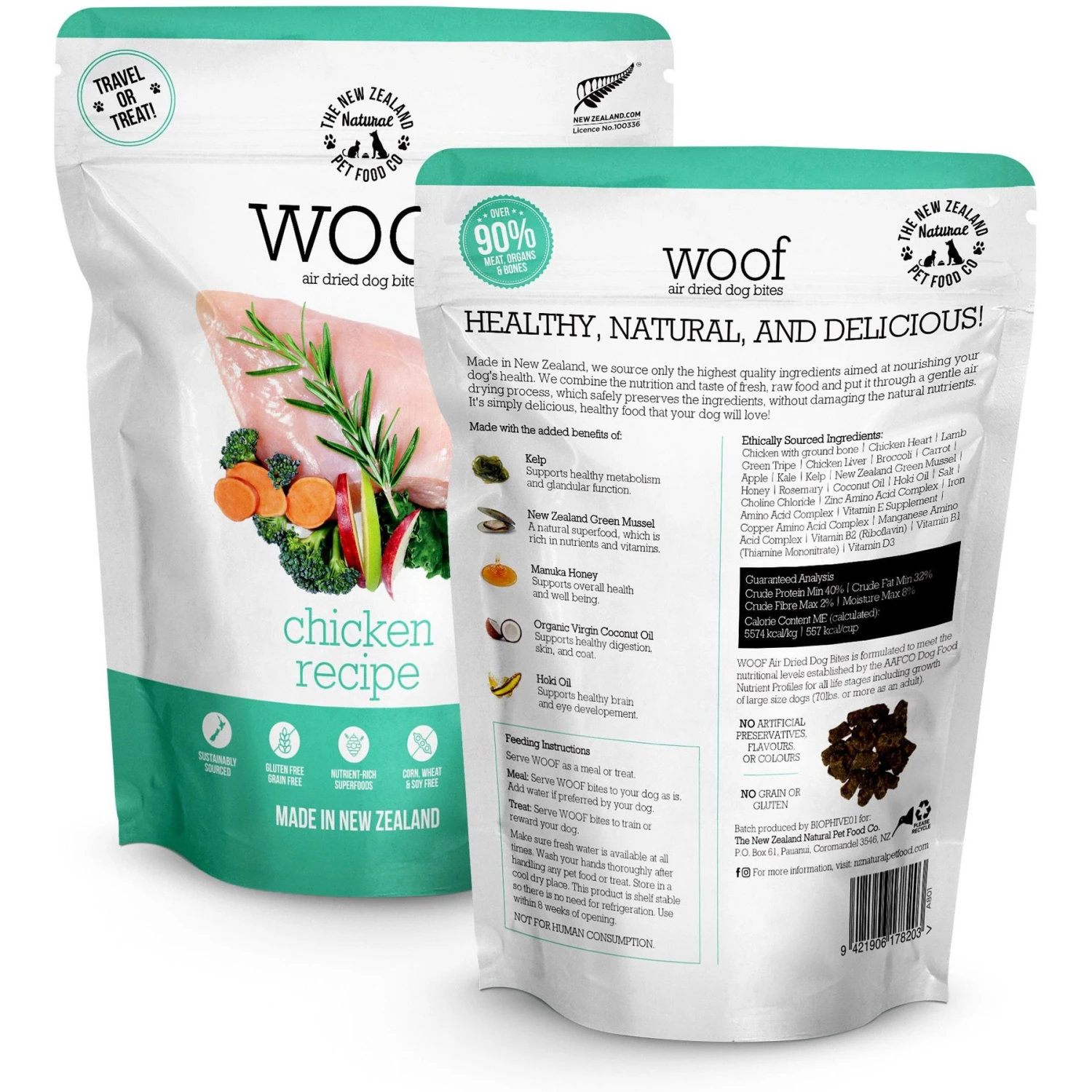The New Zealand Natural Pet Food Co. Woof Chicken Air Dried Dog Food, 3.5-oz Bag 4 The New Zealand Natural Pet Food Co. Woof Chicken Air Dried Dog Food, 3.5-oz Bag - Image 2