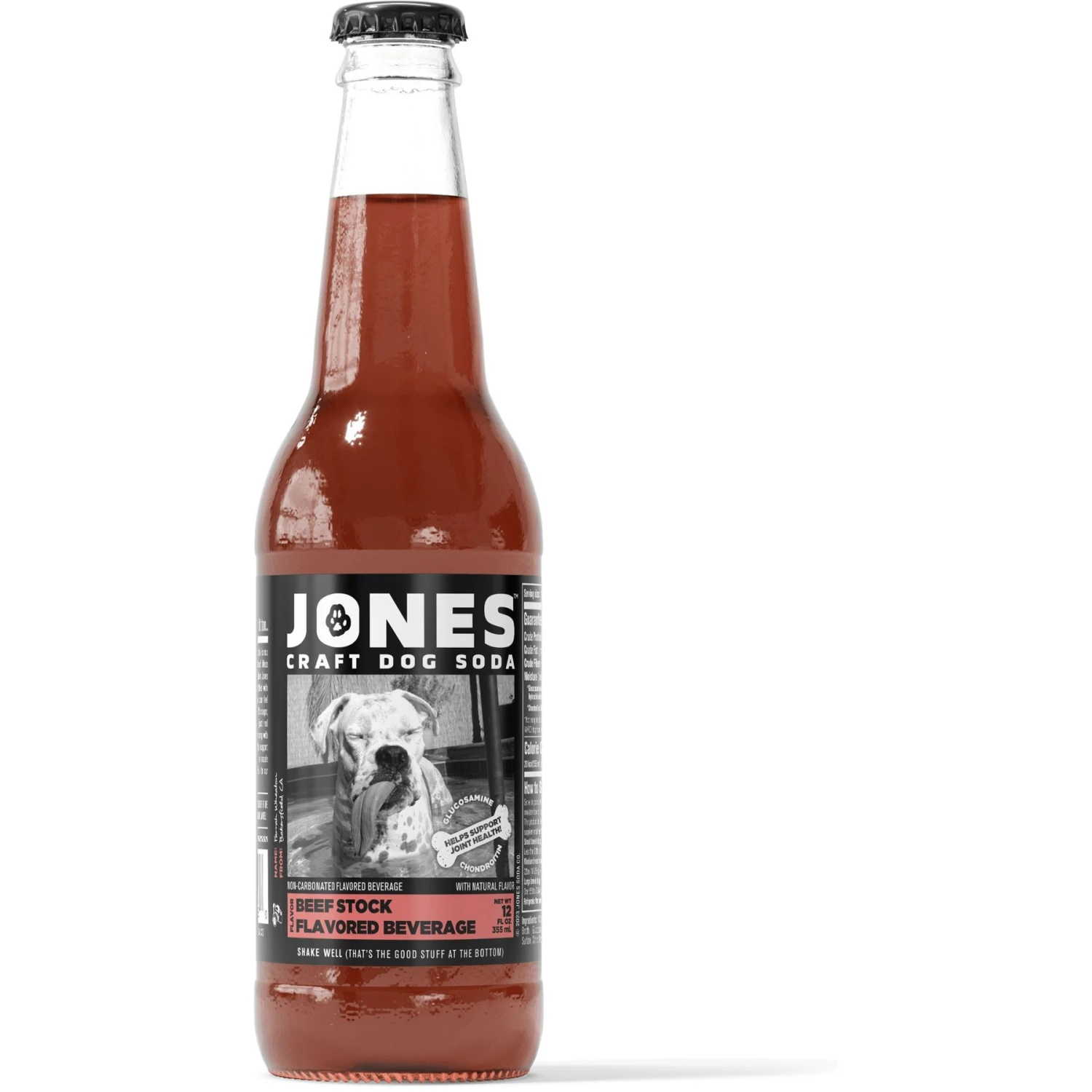 JONES Craft Soda For Dogs Braised Beef Recipe Dog Food Topping, 12-oz Bottle, 4 Count 3 JONES Craft Soda For Dogs Braised Beef Recipe Dog Food Topping, 12-oz Bottle, 4 Count