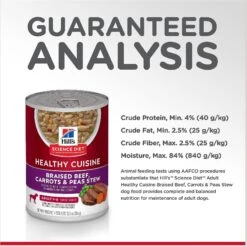 Hill's Science Diet Adult Healthy Cuisine Braised Beef, Carrots & Peas Stew Canned Dog Food 17 Hill's Science Diet Adult Healthy Cuisine Braised Beef, Carrots & Peas Stew Canned Dog Food -Blue Buffalo || ROYAL CANIN || Wellness Sales 94006 PT6. AC SS1800 V1598145655