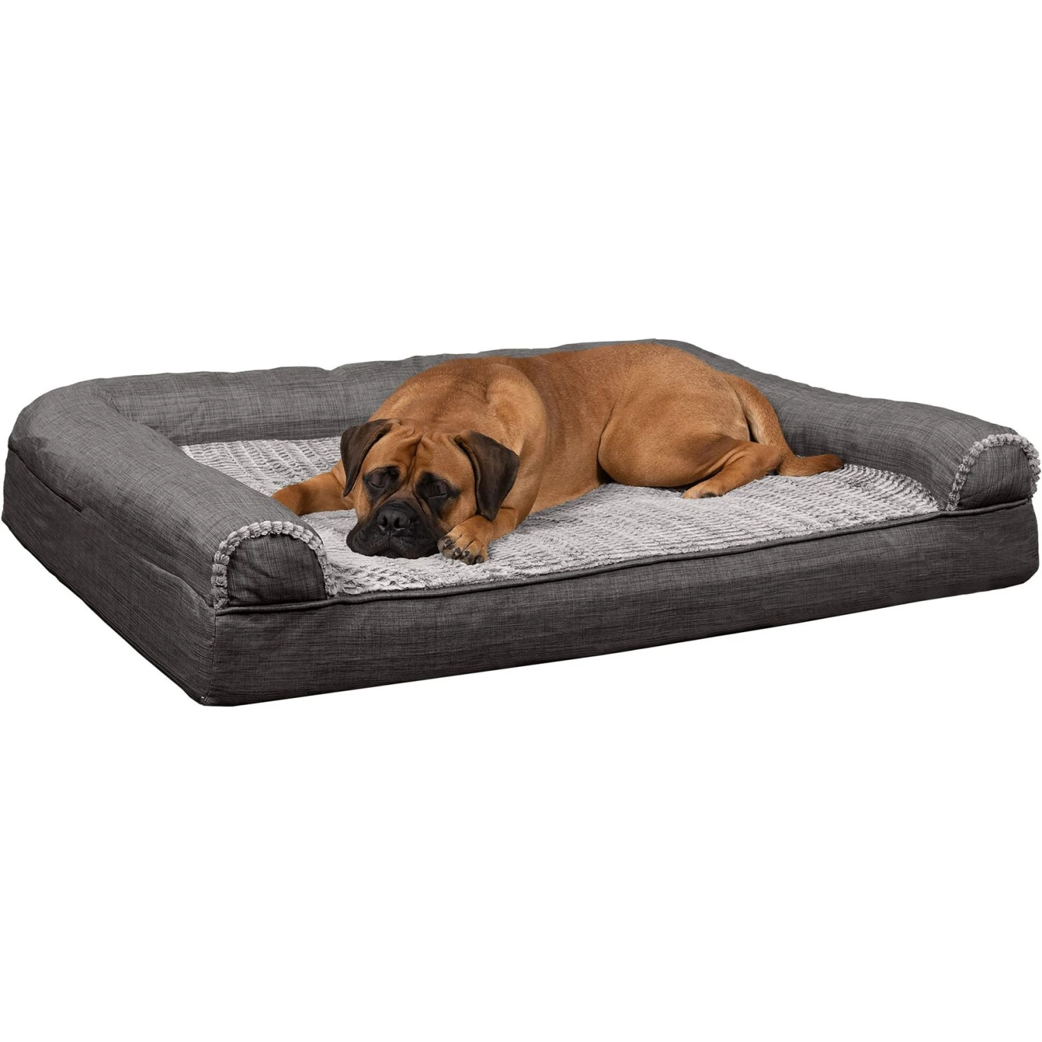 FurHaven Pet Products Luxe Fur & Performance Linen Full Support Dog & Cat Bed 6 FurHaven Pet Products Luxe Fur & Performance Linen Full Support Dog & Cat Bed - Image 4