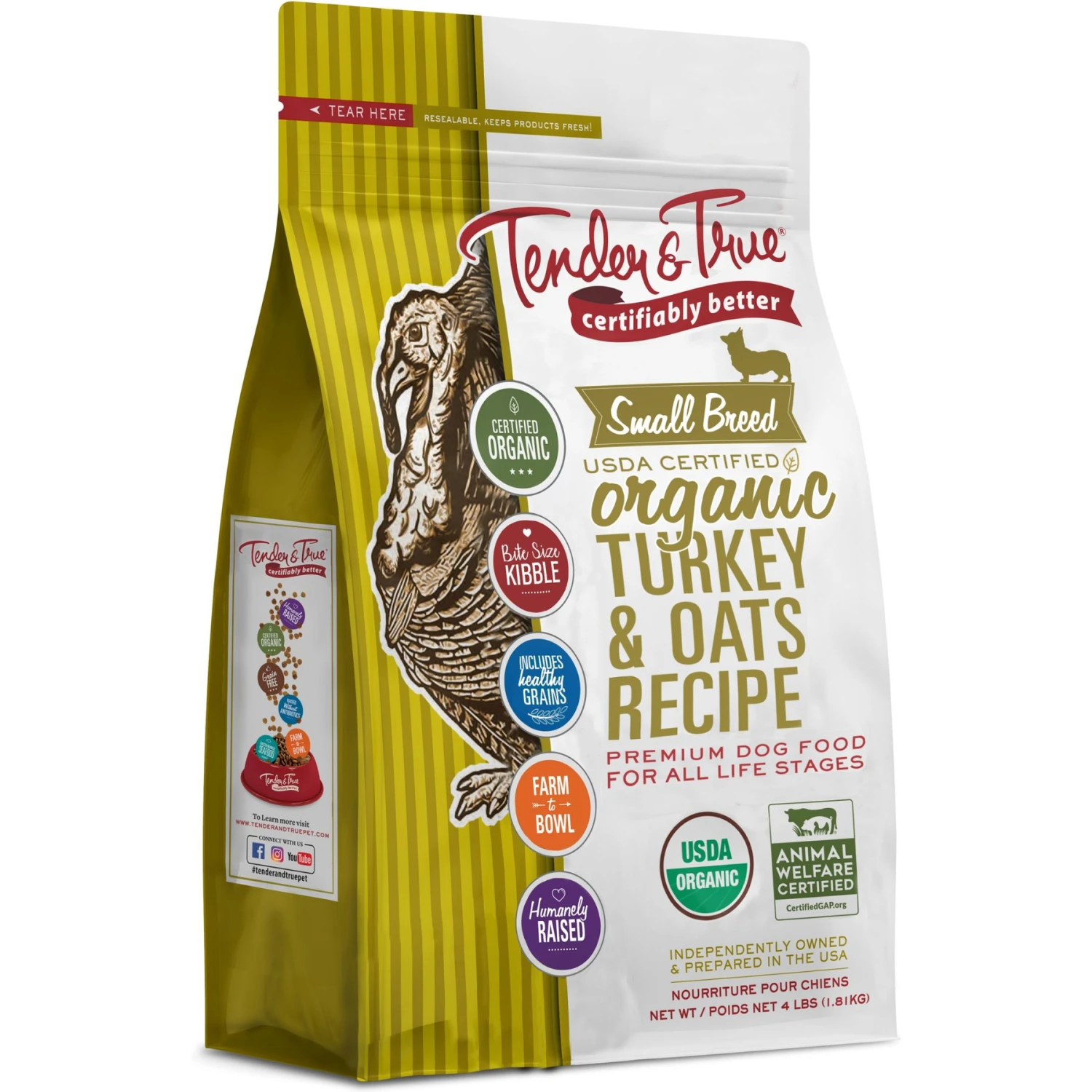 Tender & True Organic Turkey & Oats Recipe Small Breed Dry Dog Food, 4-lb Bag 3 Tender & True Organic Turkey & Oats Recipe Small Breed Dry Dog Food, 4-lb Bag