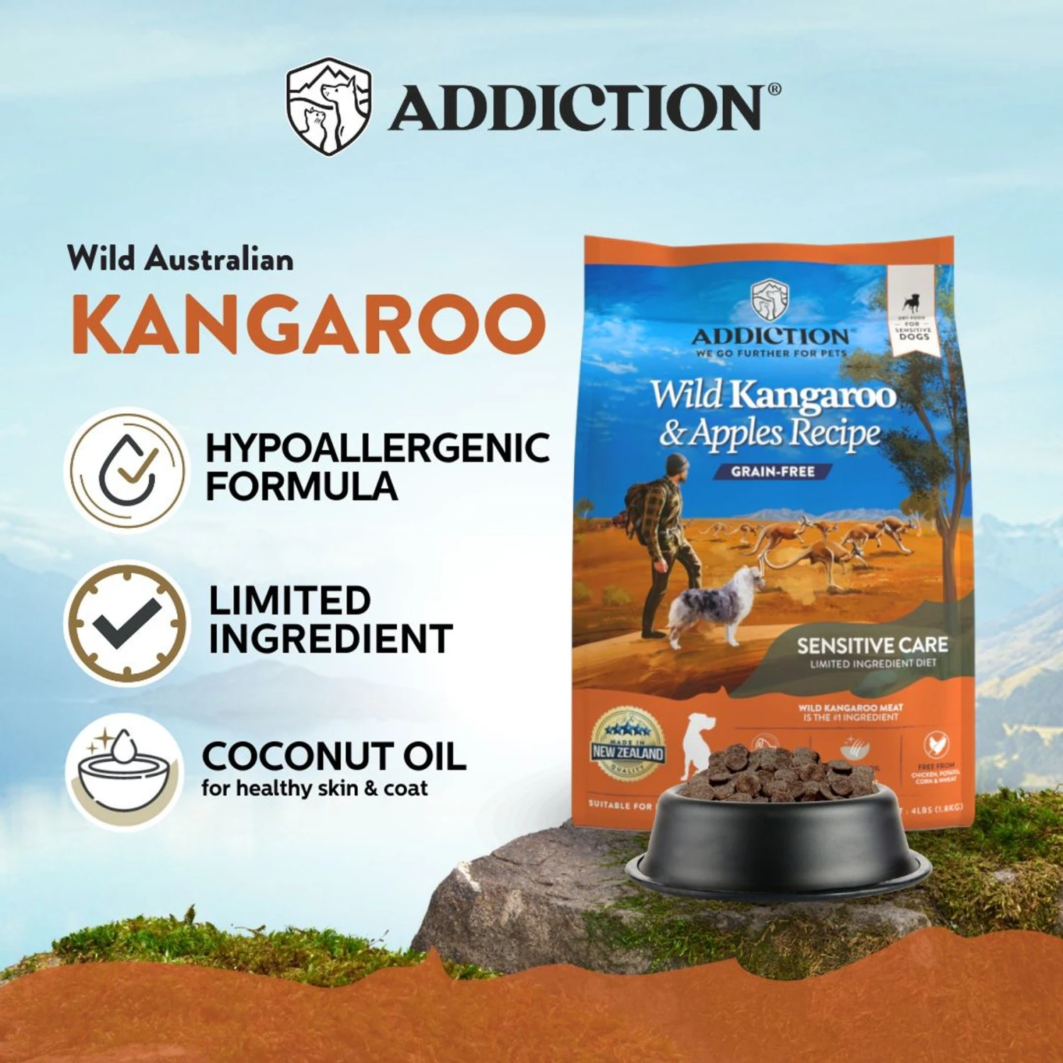 Addiction Grain-Free Limited Ingredient Diet Skin & Coat Health Wild Kangaroo & Apples Dry Dog Food 5 Addiction Grain-Free Limited Ingredient Diet Skin & Coat Health Wild Kangaroo & Apples Dry Dog Food - Image 3