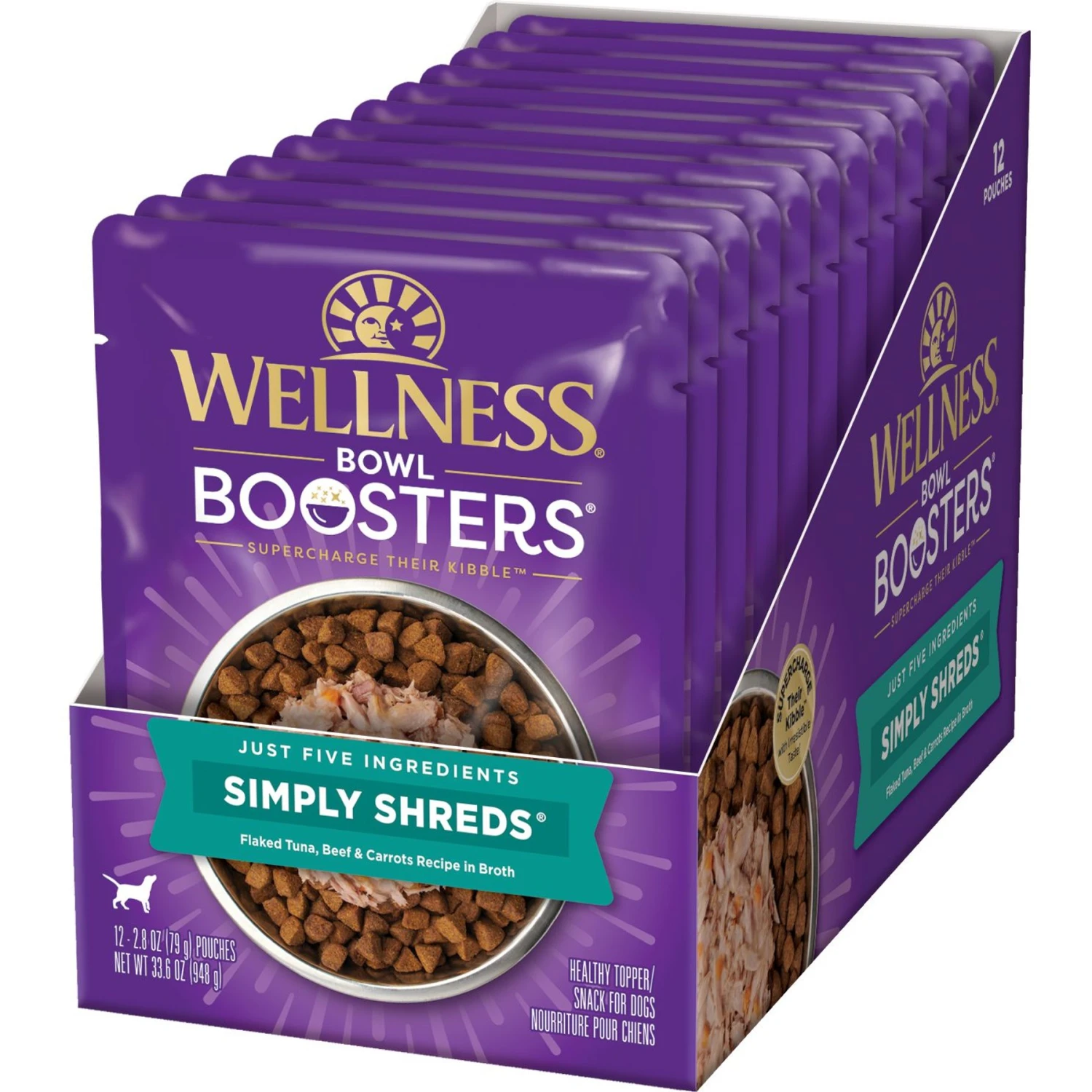 Wellness Bowl Boosters Simply Shreds Tuna, Beef & Carrots Natural Grain-Free Wet Dog Food Mixer Or Topper, 2.8-oz Pouch, Case Of 12 & Wellness Bowl Boosters Simply Shreds Chicken Liver & Broccoli Natural Grain-Free Wet Dog Food Mixer Or Topper, 2.8-oz Pouch, Case Of 12 4 Wellness Bowl Boosters Simply Shreds Tuna, Beef & Carrots Natural Grain-Free Wet Dog Food Mixer Or Topper, 2.8-oz Pouch, Case Of 12 & Wellness Bowl Boosters Simply Shreds Chicken Liver & Broccoli Natural Grain-Free Wet Dog Food Mixer Or Topper, 2.8-oz Pouch, Case Of 12 - Image 2