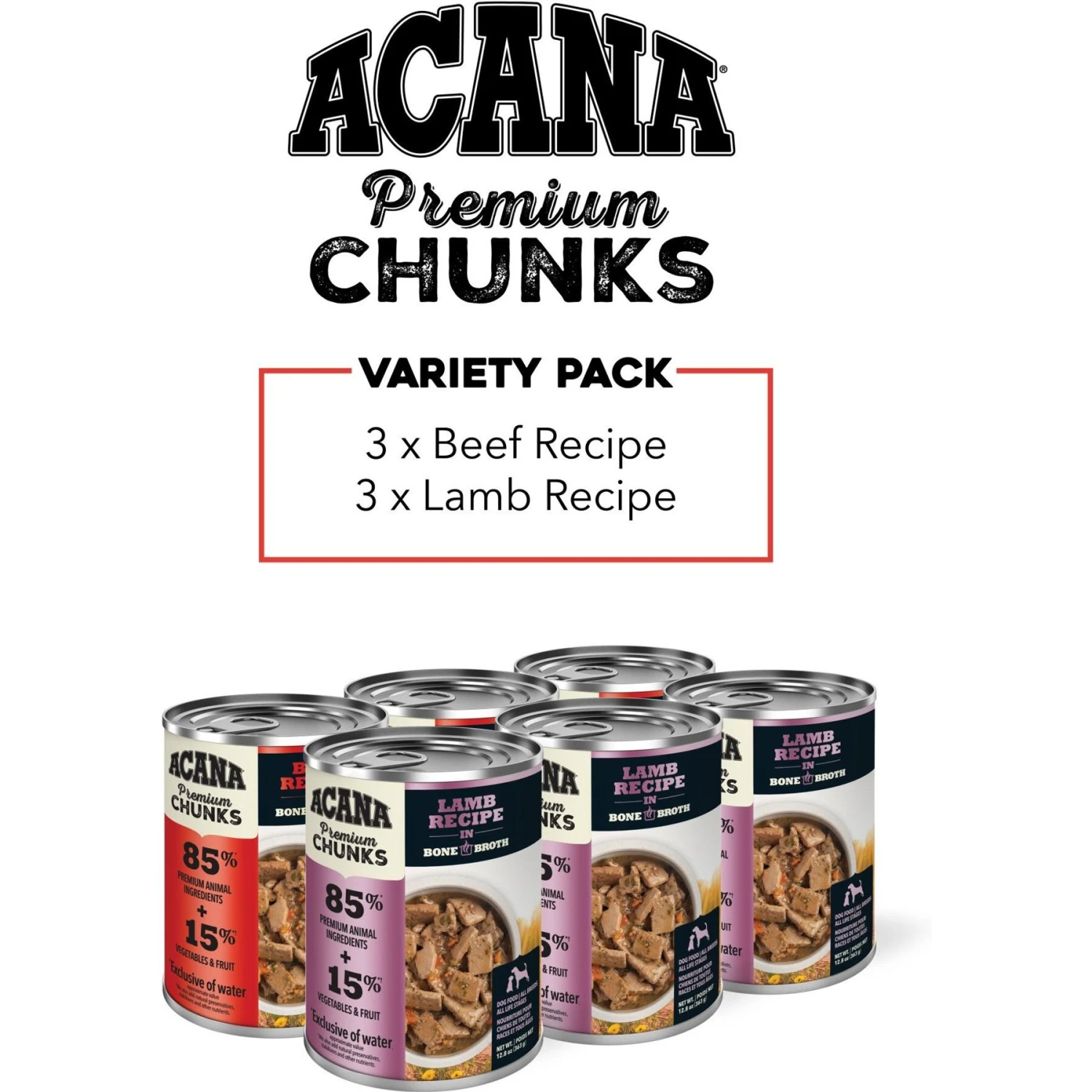 ACANA Lamb & Beef Recipe Variety Pack Grain-Free Wet Dog Food, 12-oz Can, Case Of 6 4 ACANA Lamb & Beef Recipe Variety Pack Grain-Free Wet Dog Food, 12-oz Can, Case Of 6 - Image 2