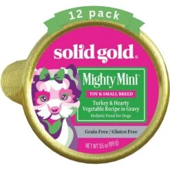 Solid Gold Mighty Mini Turkey & Hearty Vegetable Recipe In Gravy Grain-Free Small Breed Dog Food Cups